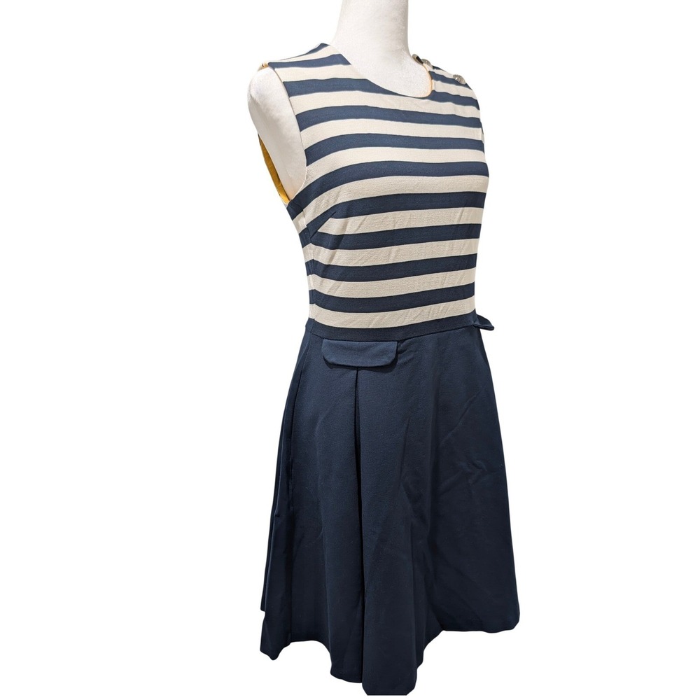 Tommy Hilfiger Striped Sleeveless Fit & Flare Dress Navy Blue Nautical Preppy M